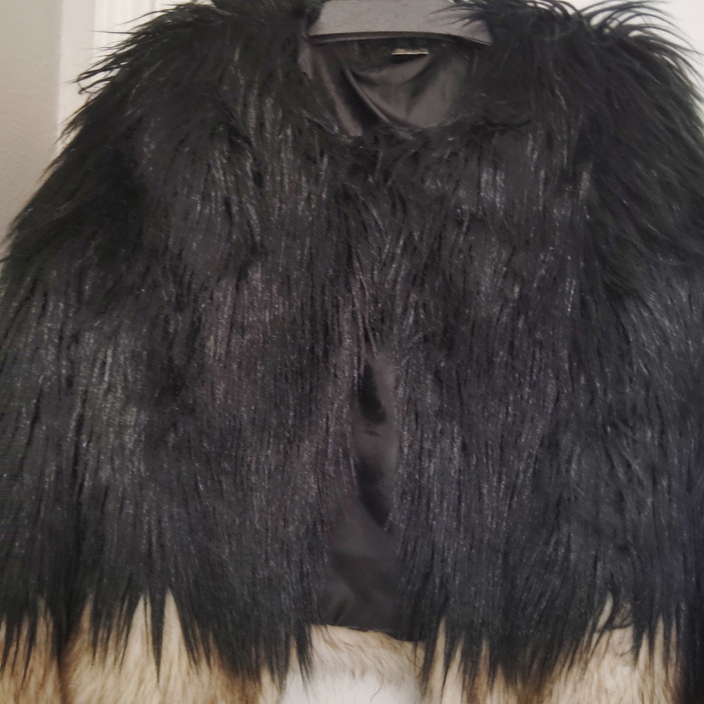 Black and Tan Faux Fur Women's Jacket
